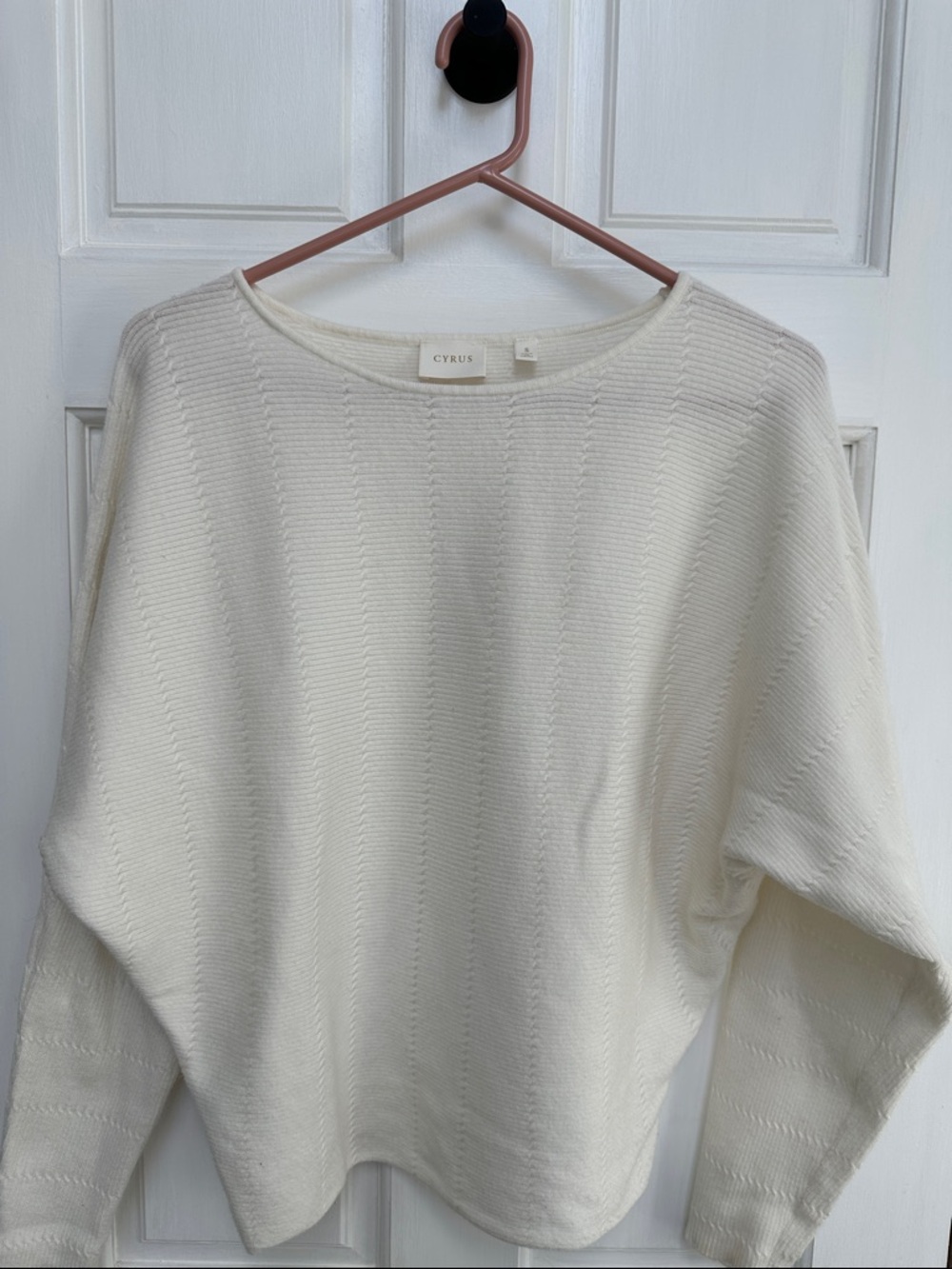 Cyrus Cream Crewneck Textured Knit Sweater